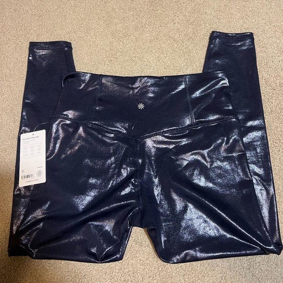 NWT, Athleta Elation Ultra High Rise Shine Legging, L, Navy Shine - Picture 4 of 9